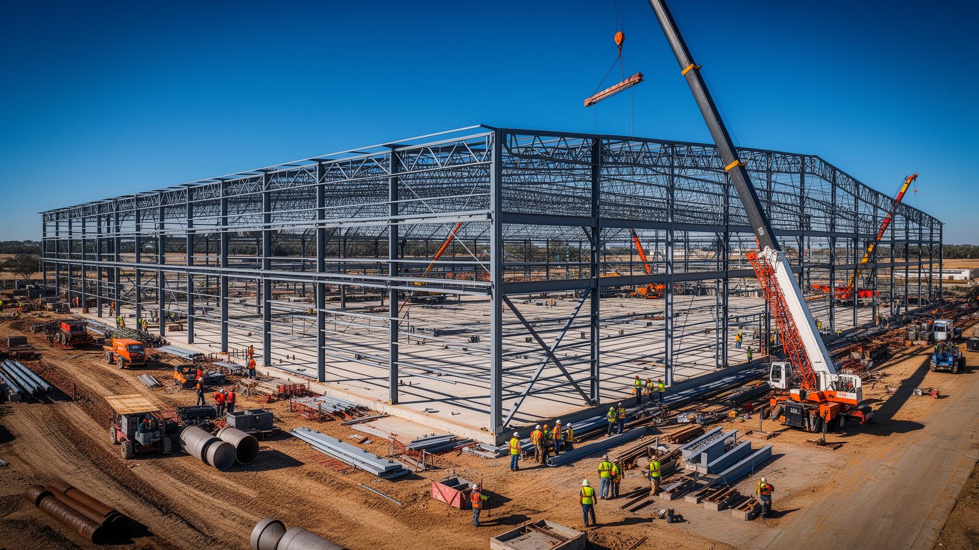 RK Roofing PEB pre-engineered building structure installation